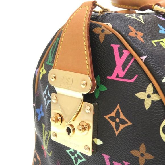 Louis Vuitton Monogram Multicolor Speedy 30 Noir Handbag Bag Black LV - Picture 7 of 9